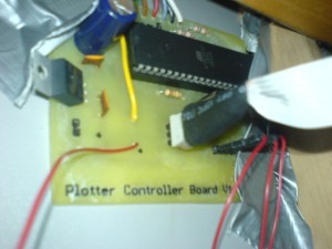 Unser selbstgeätztes Cotnrollerboard für den Plotter. Wurde schon mit dem Plotter gemacht, allerdings hing er da noch an einem Dev-Board.