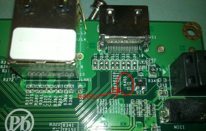 This two empty pads of R405 have to be short connected together.