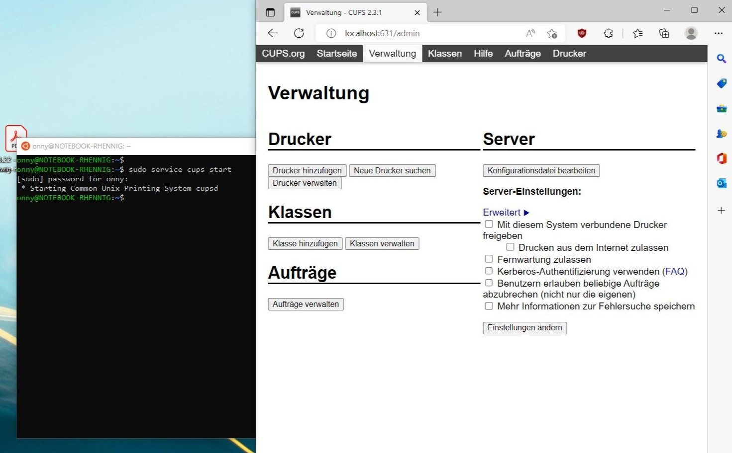 Use CUPS printing server on Windows 10